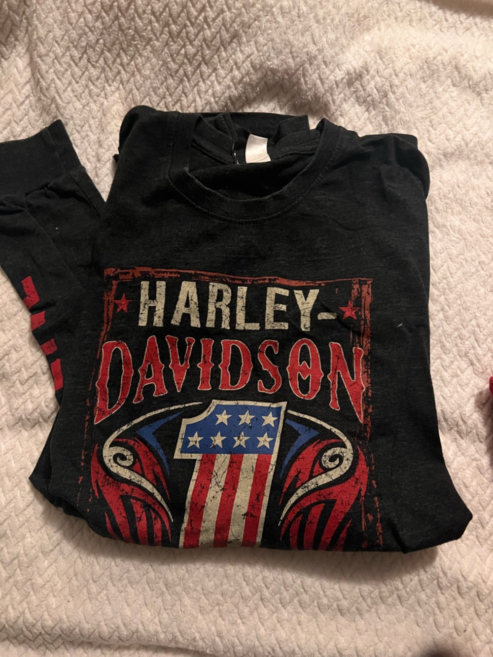Harley-Davidson Black Red Blue American Shield Graphic Tee